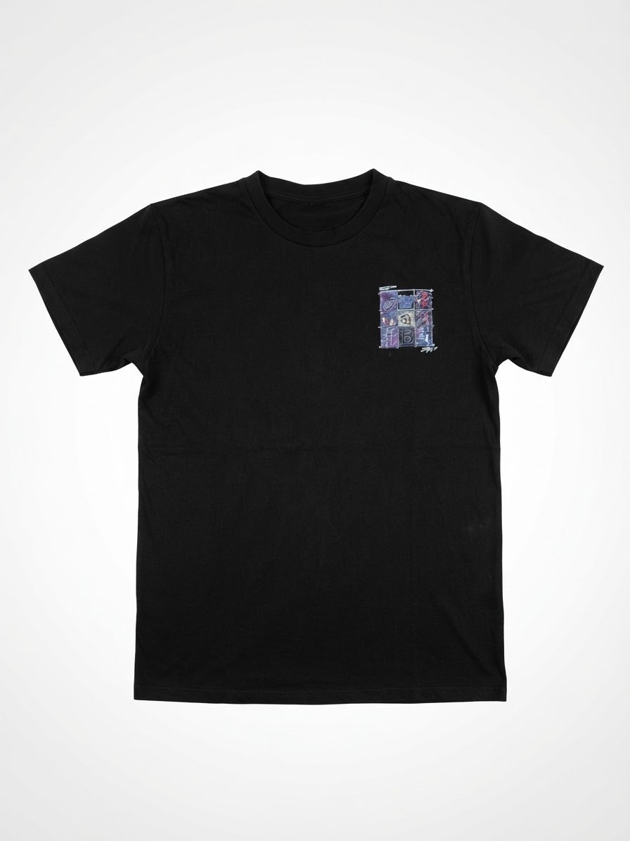 ​T-shirt Noir Homme  avec imprimé Poitrine (تيشرت أسود للرجال بطبعة على الصدر)