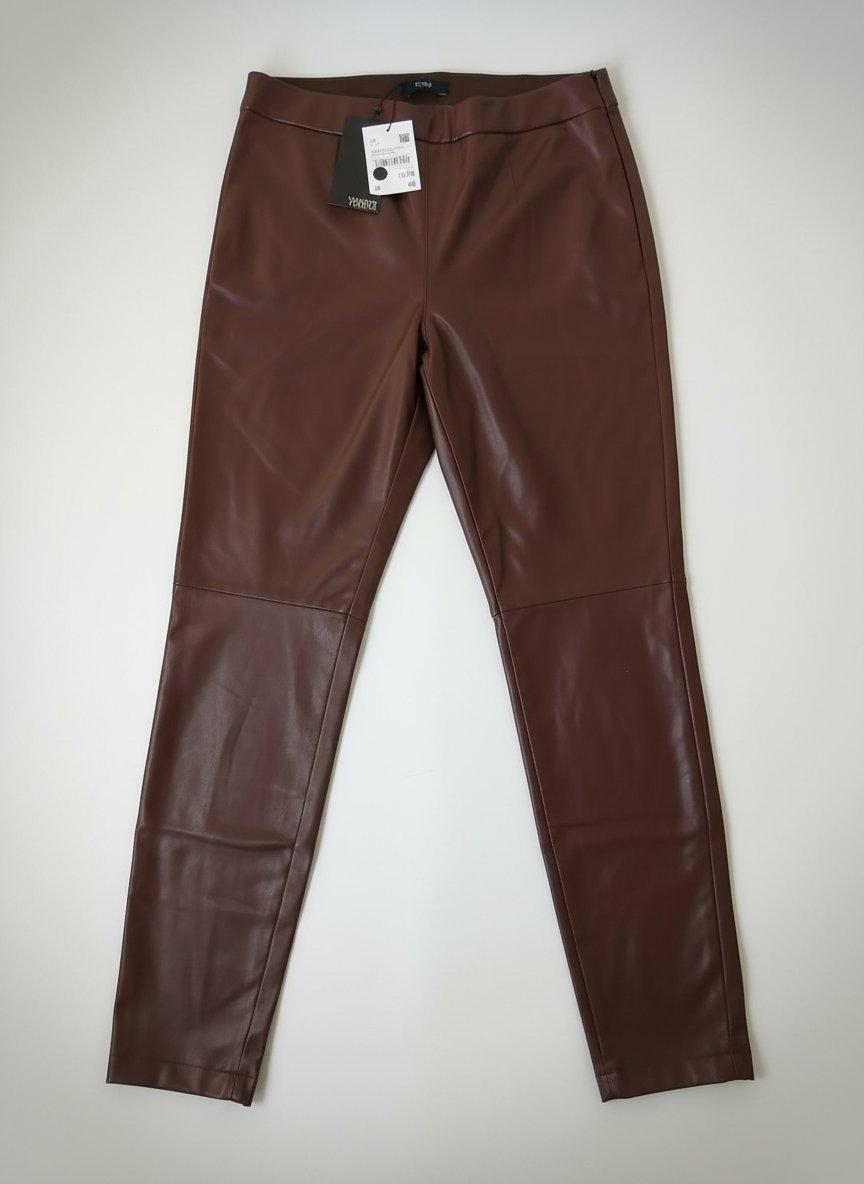Pantalon droit en simili-cuir marron / chocolat – Neuf avec étiquette