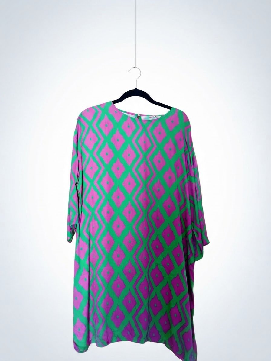 💚 Robe graphique vert & rose