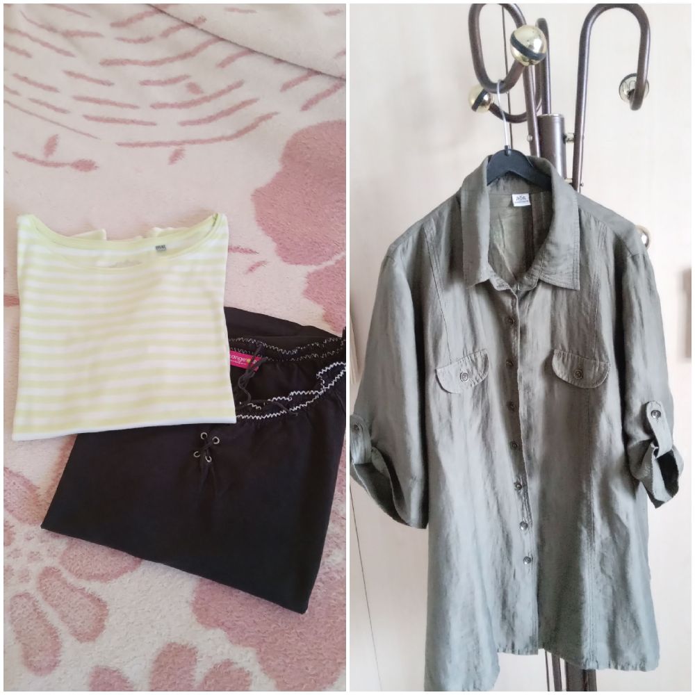 Lot robe chemise lin plus deux pull coton