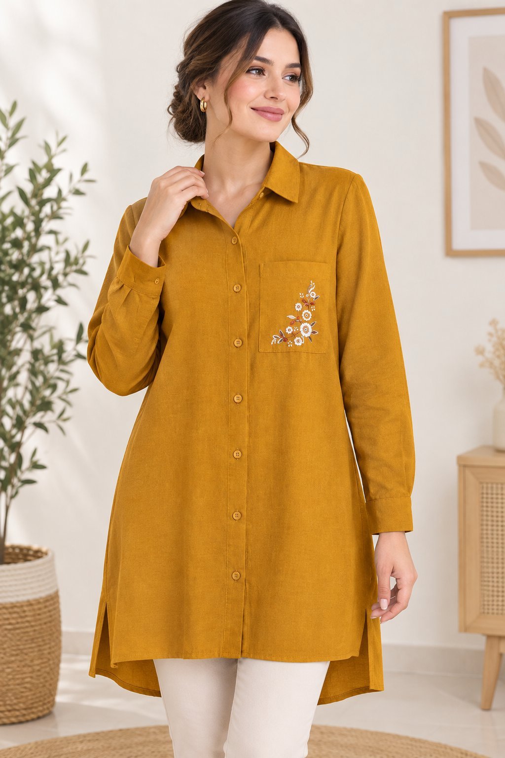 Chemise longue moutard t 42