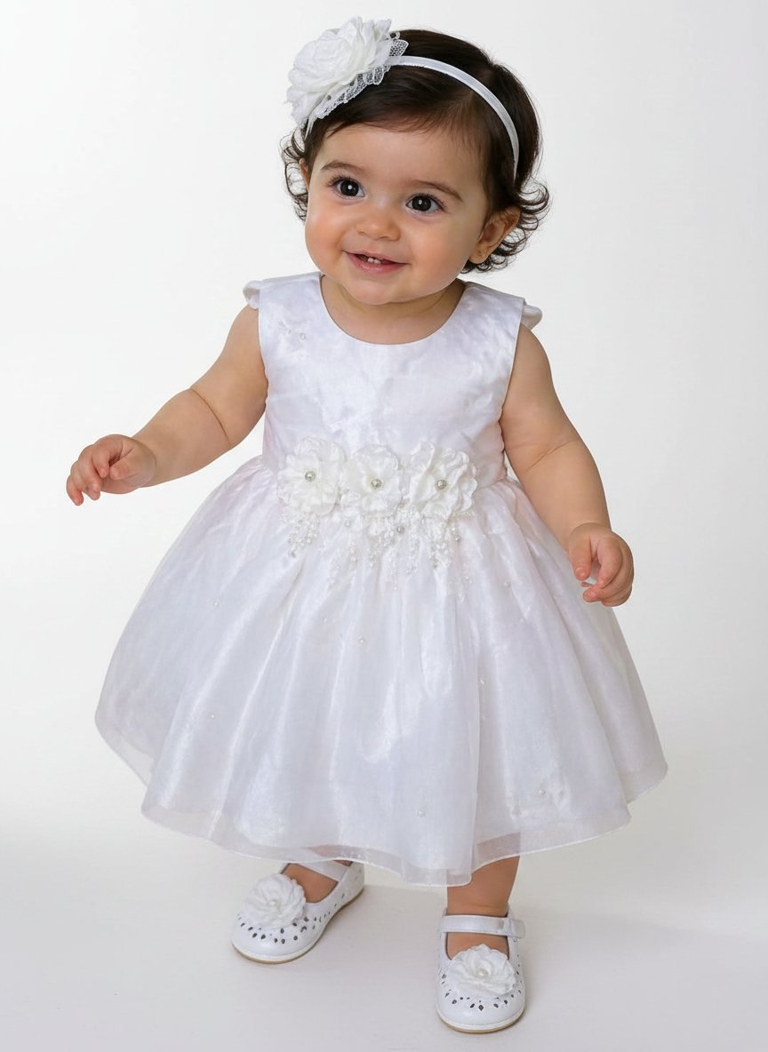 Robe blanche avec ses chaussures T 1 an