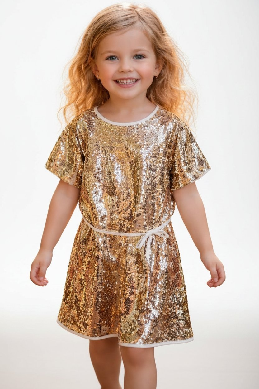 Robe dorée paillettes changeantes T4