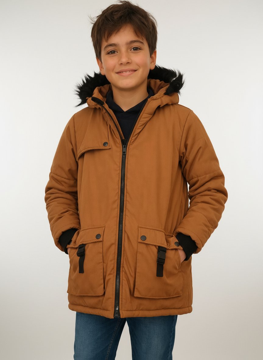 Manteau garçon camel 10