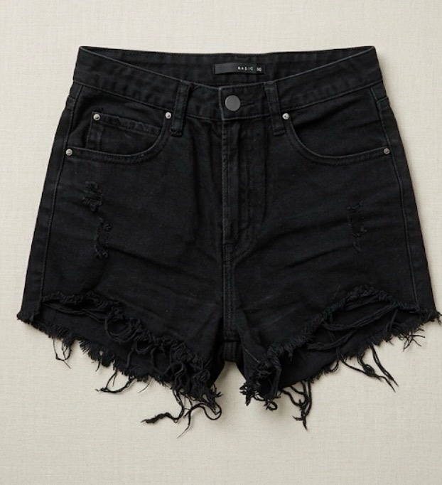 Short en jean noir effet déchiré
