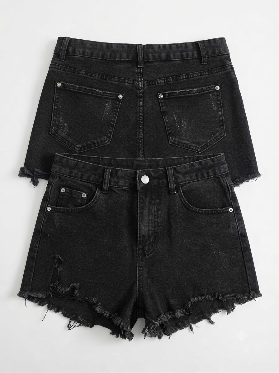 Short en jean noir