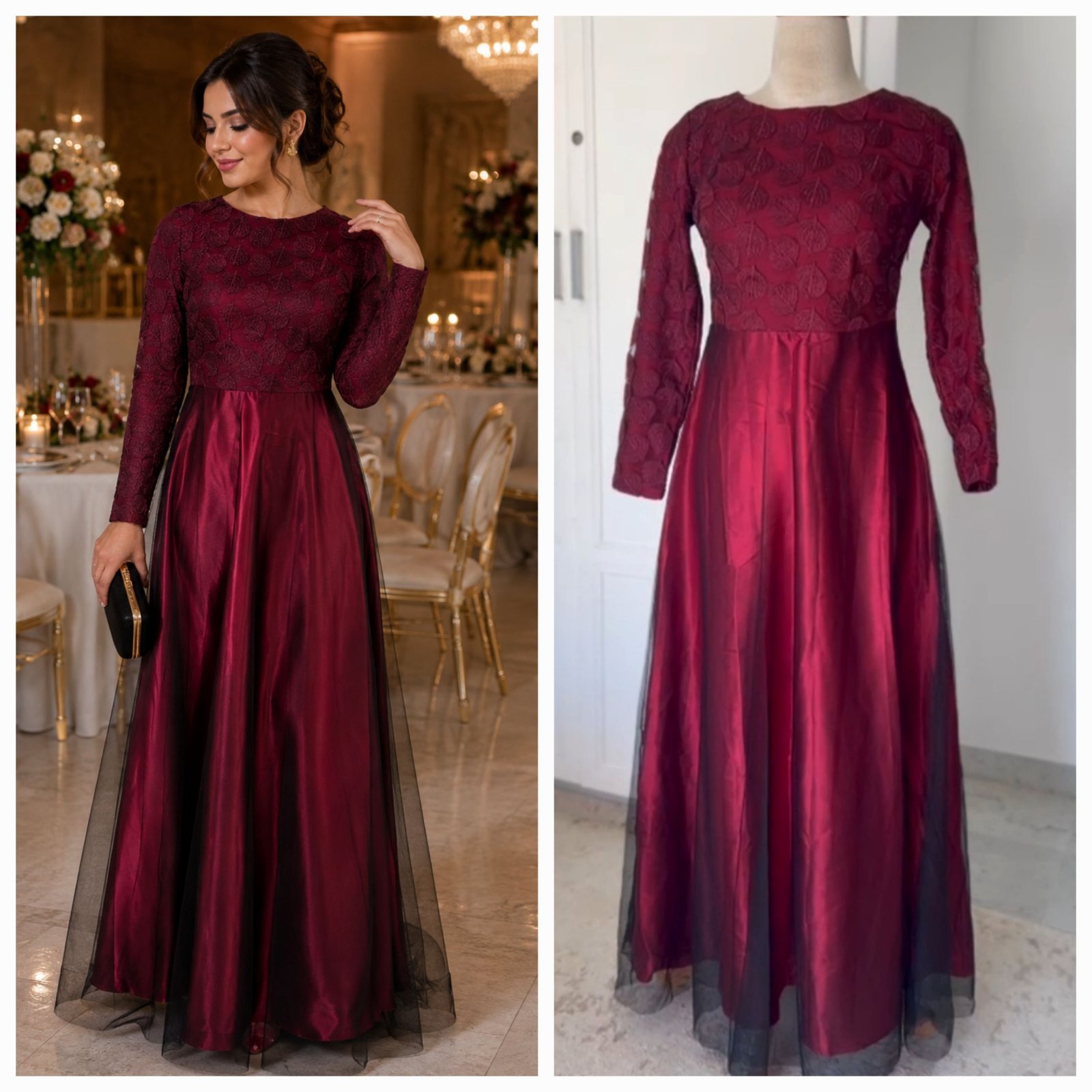 Robe soirée bordeaux 