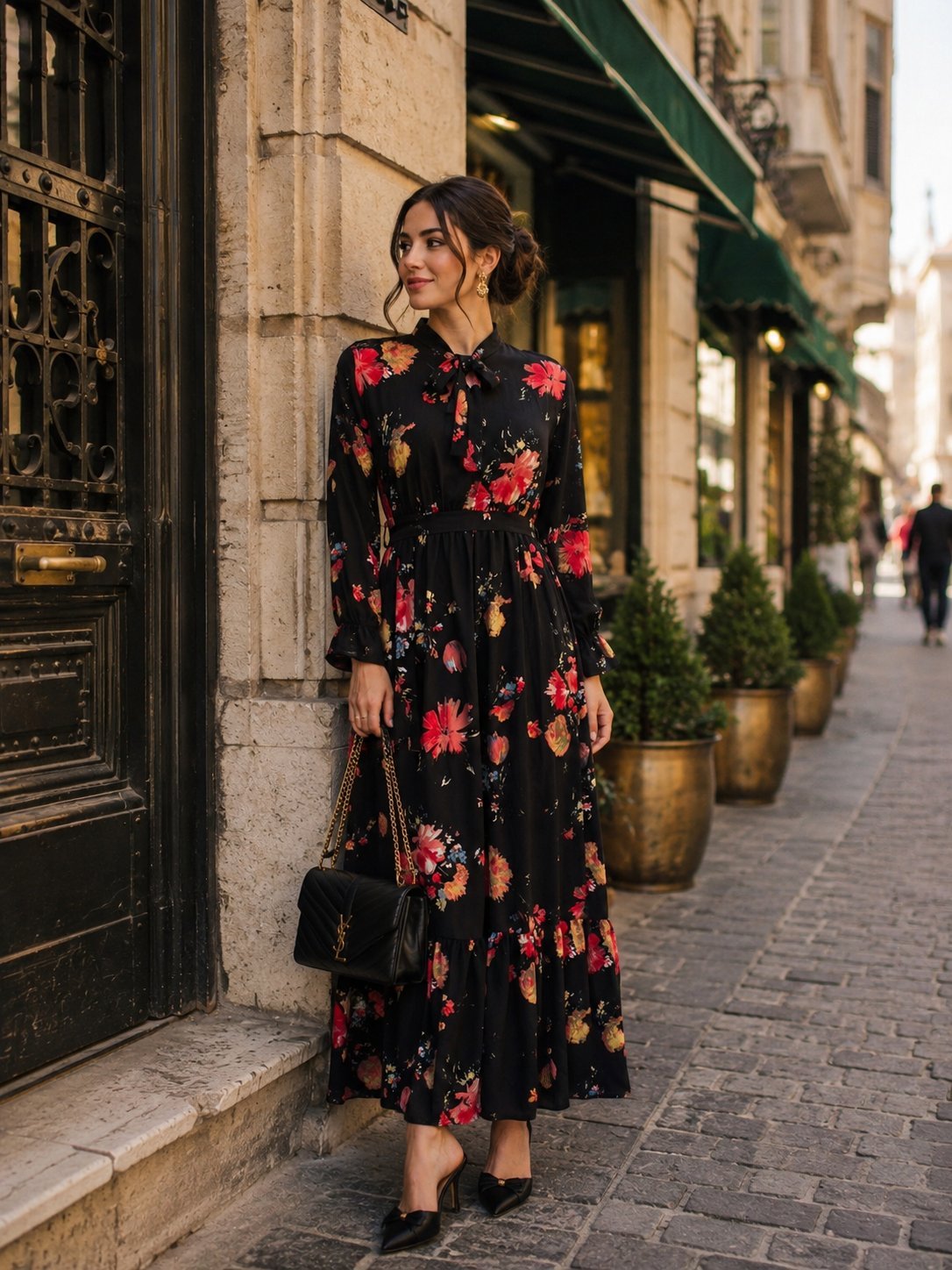 Robe fleurie noir