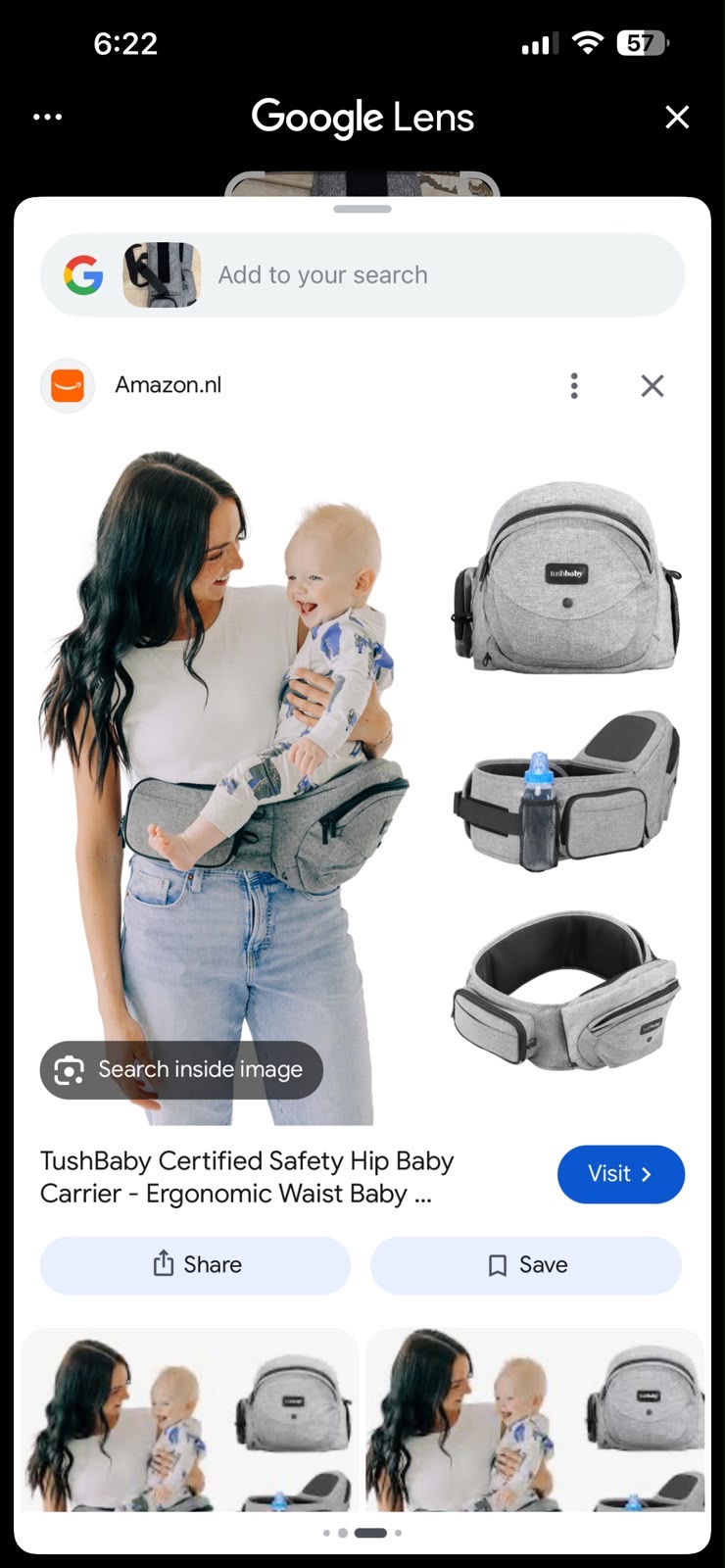 Tushbaby grey hip baby carrier