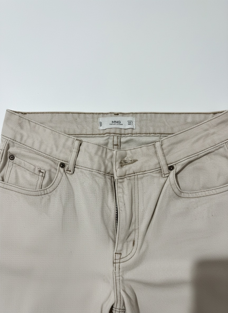 Pantalon en jean Mango beige clair