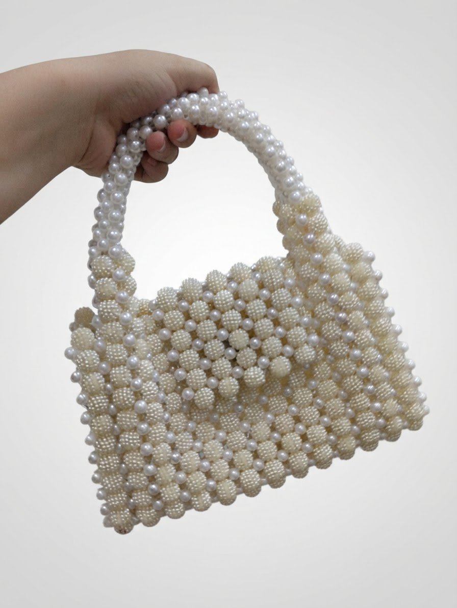 Sac en perle framboise blanc 