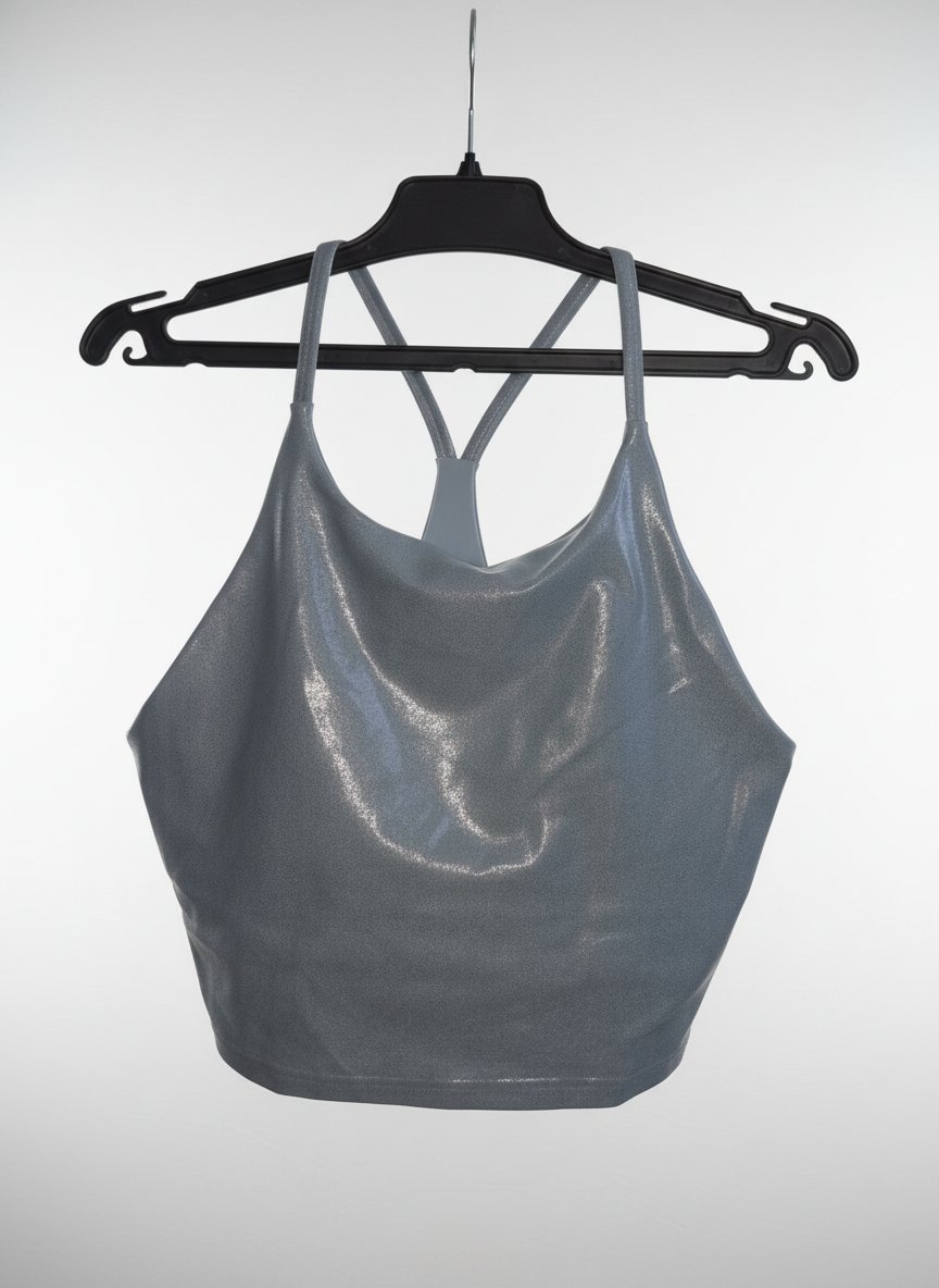 ✨ Débardeur gris brillant – Taille S/M