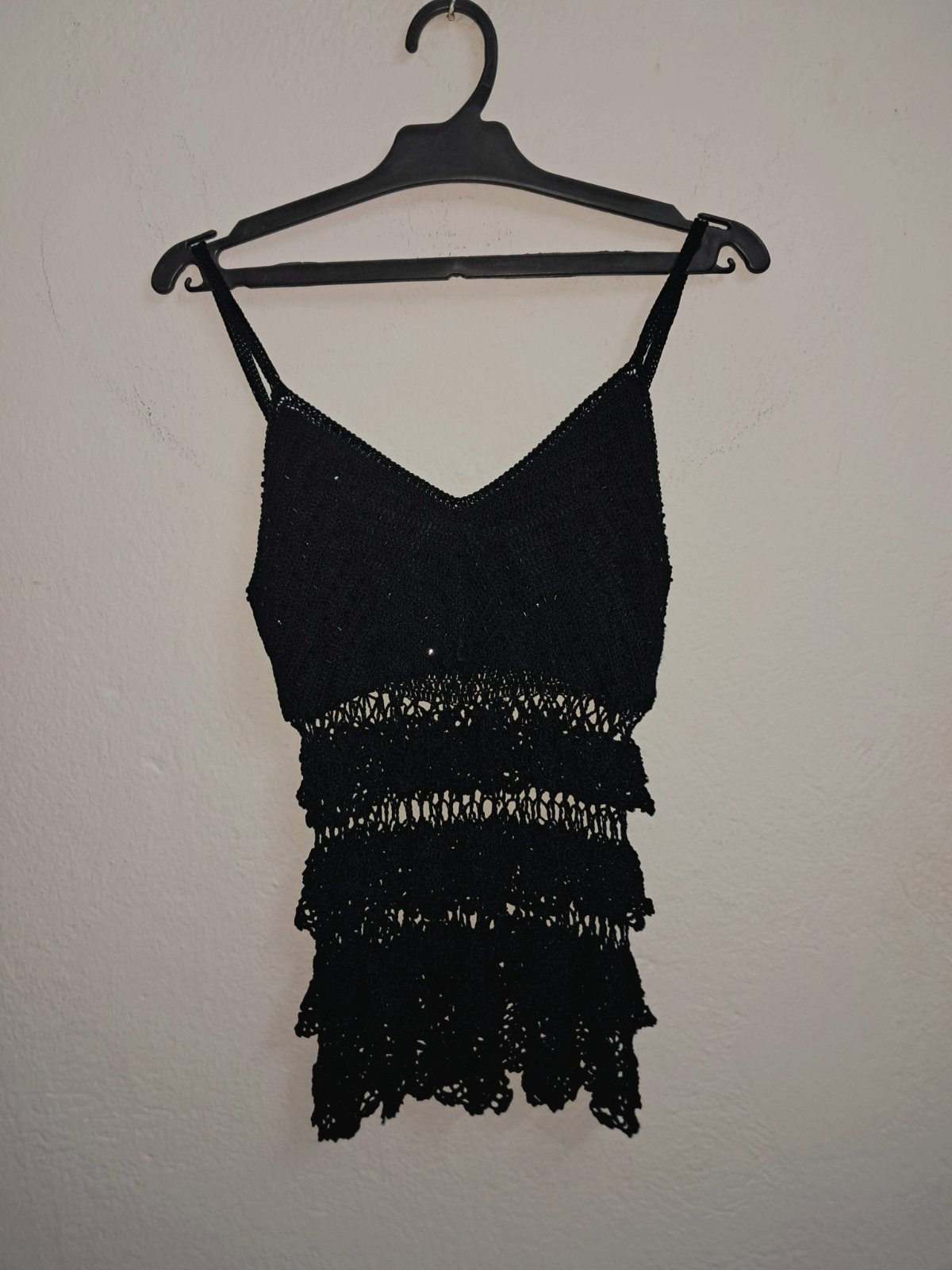 🖤 Top noir crochet  hand-made  – Taille S