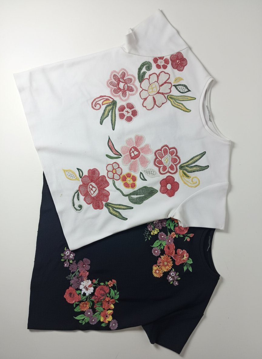 2 pulls zara blanc brodé et noir à fleurs 