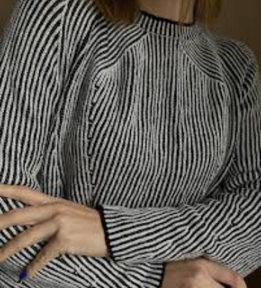 Pull Maille Graphique Côtelée Bicolore