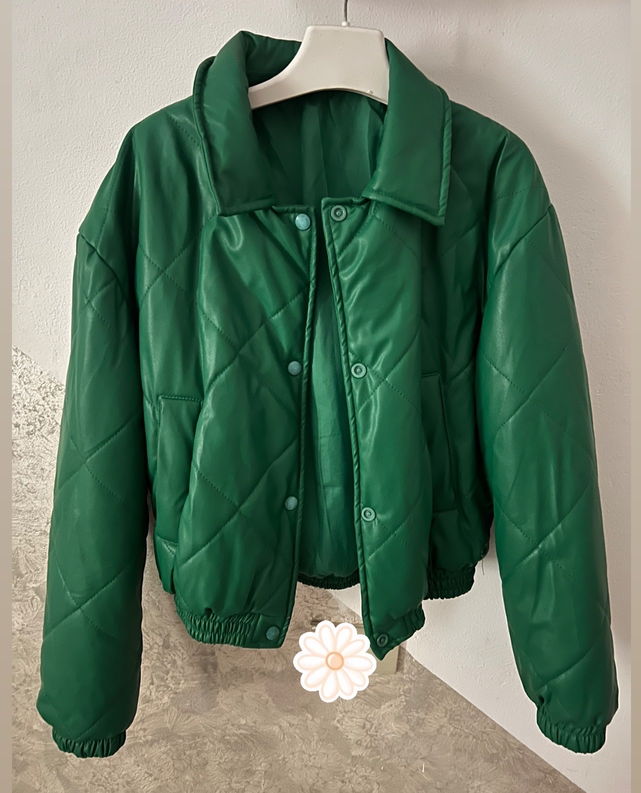 Veste cuir vert 