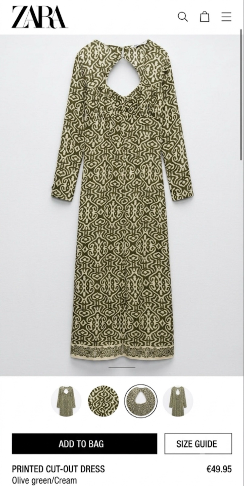 Robe zara longue vert militaire 