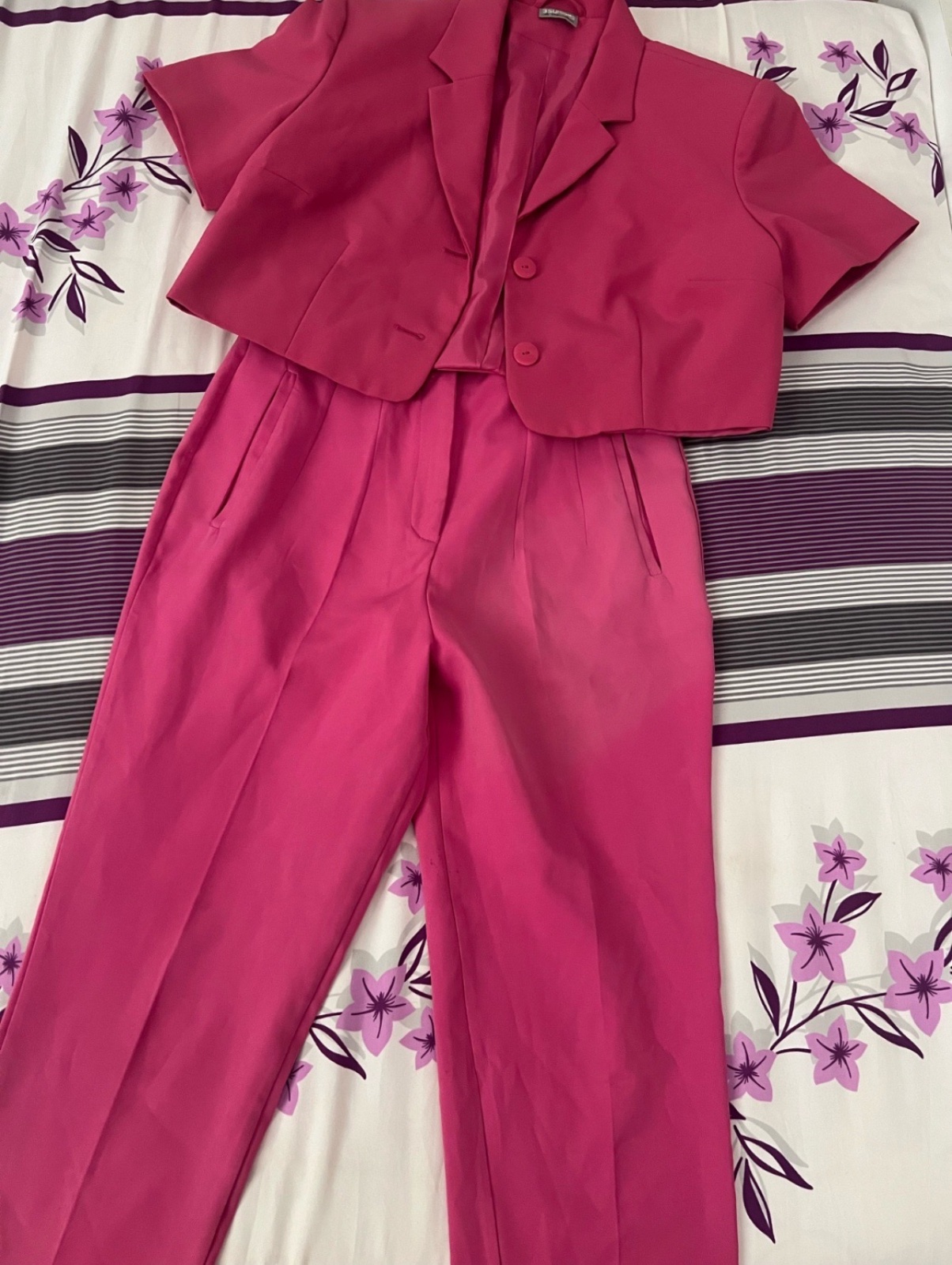 Ensemble pantalon + blazer rose 