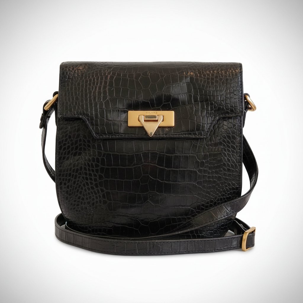 Sac à bondouliere vintage de la marque picard authentique en cuir véritable croco 