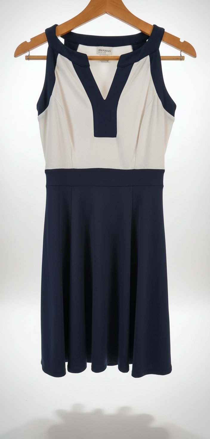 Robe bleu nuit et blanc pailleté de la marque en Focus STUDIO