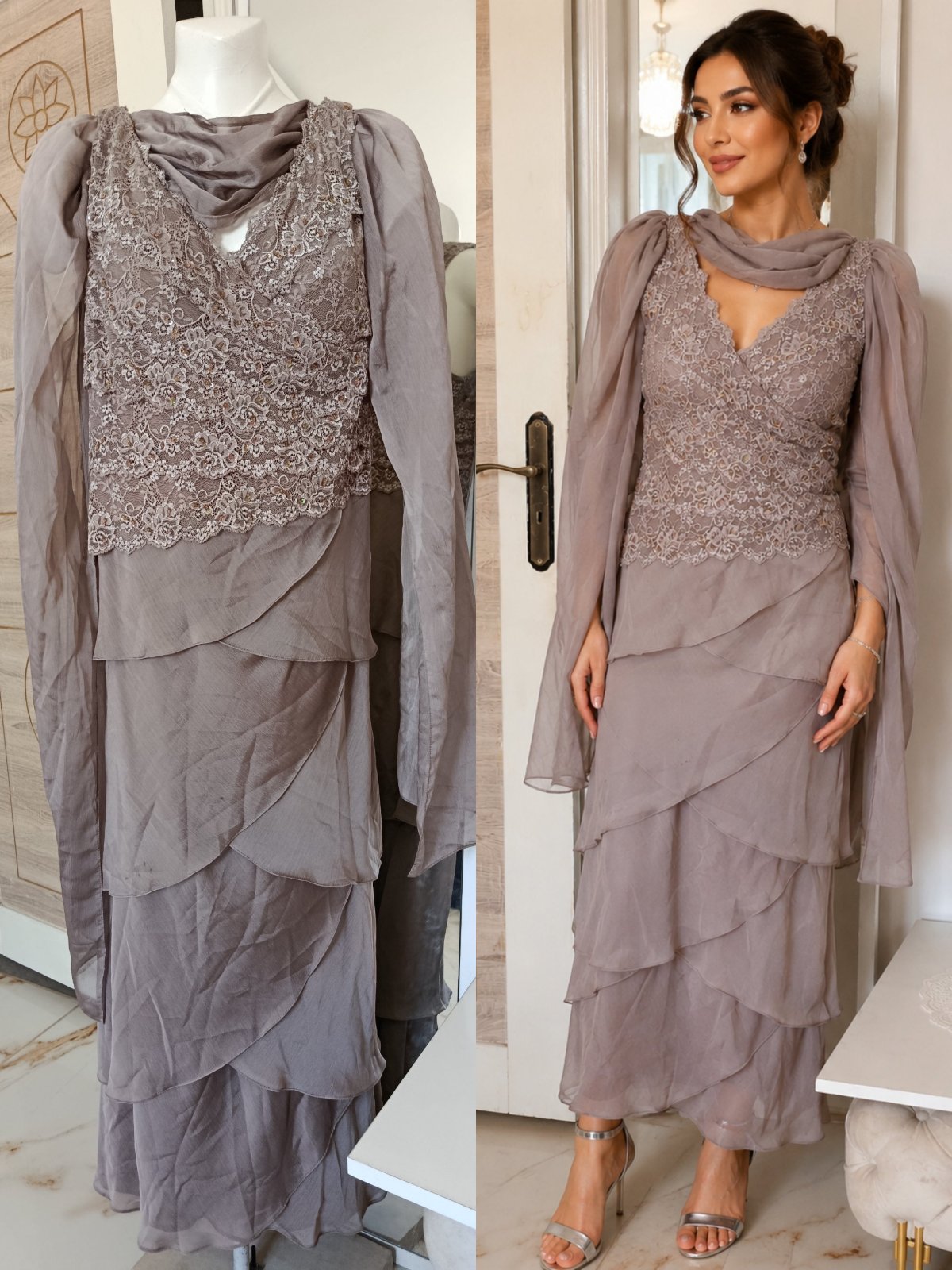 Robe soirée avec écharpe 