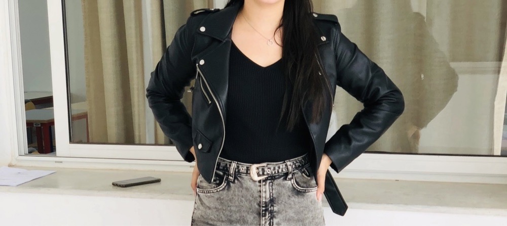 Veste en simili cuir noire 
